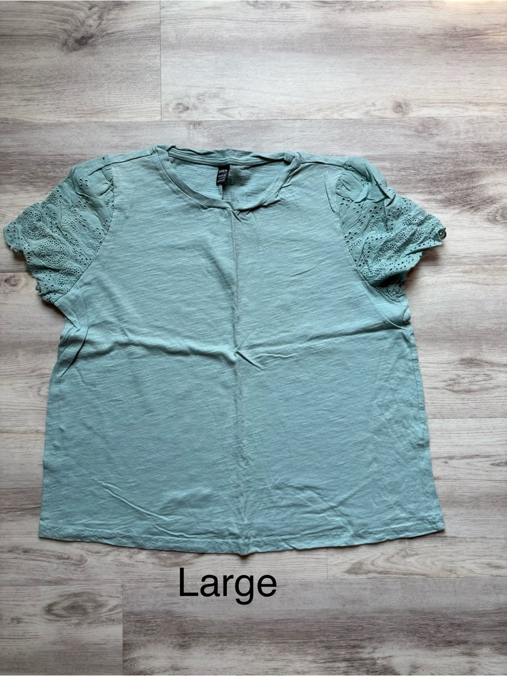 SHEIN Seafoam Lace Sleeve Short-Sleeve Tee